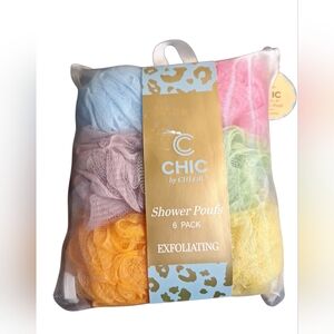 NWT Chic by Chloe Exfoliating Shower Poufs 6 Pack